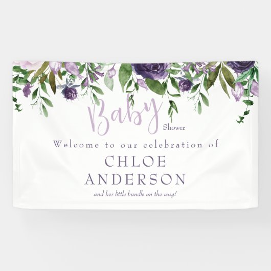 Lavender & Pink Floral Baby Dusche Willkommen Banner (Horizontal)
