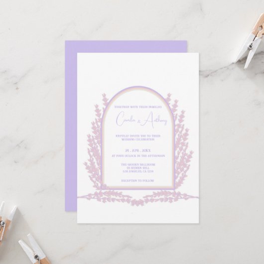 Lavender Pink Floral Boho Wedding Einladung (Vorderseite/Rückseite Beispiel)