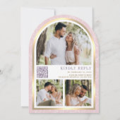 Lavender Pink Floral Gold Arch Butterfly Hochzeit Einladung (Rückseite)