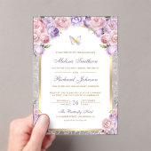 Lavender Pink Floral Gold Arch Butterfly Wedding Acryleinladungen (Insitu (Handheld))