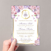 Lavender Pink Floral Gold Arch muslimische Hochzei Acryleinladungen (Insitu (Handheld))