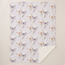 Lavender Pink Floral Heart Butterflies Birthday Sherpadecke