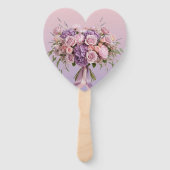 Lavender Pink Floral Heart Summer Wedding Hand Fan Fächer (Rückseite)