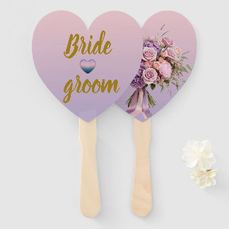 Lavender Pink Floral Heart Summer Wedding Hand Fan Fächer