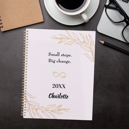 Lavender pink gold foliage motivational quote 2026 planer