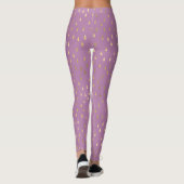 Lavender Pink Gold Raindrop Moderne moderne Yoga Leggings (Rückseite)