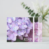 ©Lavender & Pink Hydrangeas Wedding RSVP Karte (Stehend Vorderseite)