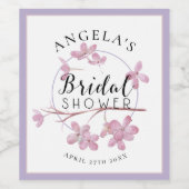 Lavender Pink Lilac Blossom Brautparty Weinetikett (Einzelnes Label)