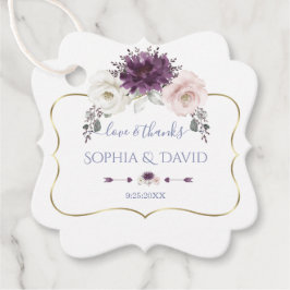 Lavender Pink White Floral Gold Hochzeit Geschenkanhänger