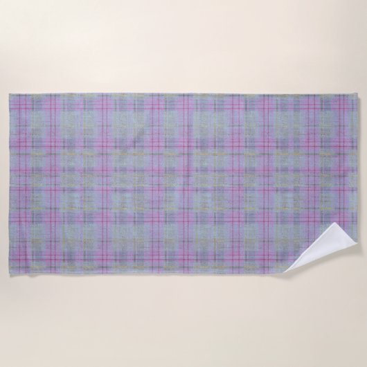 Lavender Plaid Harmony Strandtuch (Vorderseite)