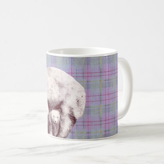 Lavender Plaid Momma Bear Kaffeetasse (VorderseiteRechts)
