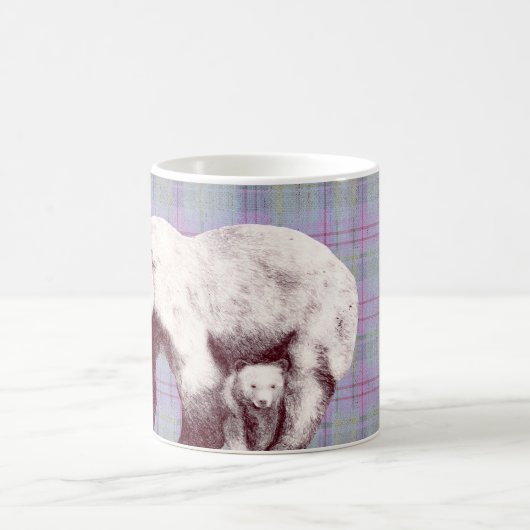 Lavender Plaid Momma Bear Kaffeetasse (Mittel)