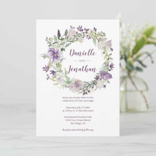 Lavender Plum Lila Creme Blumenzeremonie | Einladung (Stehend Vorderseite)