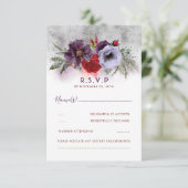 Lavender Plum und Burgund Floral Wedding RSVP (Stehend Vorderseite)