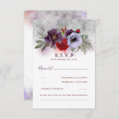Lavender Plum und Burgund Floral Wedding RSVP (Vorne/Hinten)