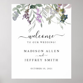 Lavender Plum Wildblume Wedding Willkommenszeichen Poster