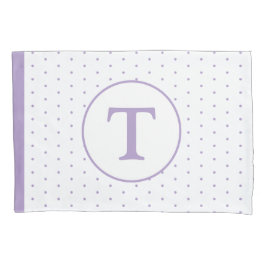 Lavender Polka-Dot Girl's Monogram Pillowcase Kissenbezug