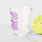 Lavender Polka Dots White Bow Personalisiert Schnapsglas (Rechts)