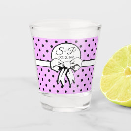 Lavender Polka Dots White Bow Personalisiert Schnapsglas