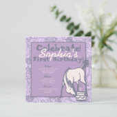 Lavender Pony Girls erster Geburtstag Einladung (Stehend Vorderseite)