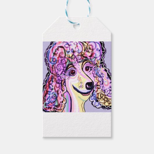 Lavender Poodle Geschenkanhänger (Vorderseite)