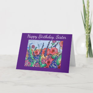 Lavender Poppies Sister Birthday Blume Wasserfarbe Karte