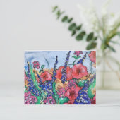 Lavender Poppies Watercolor Garden Postkarte (Stehend Vorderseite)