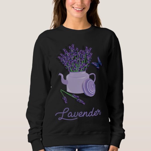Lavender Pot Vase Butterfly Beautiful Flower Sweatshirt (Vorderseite)