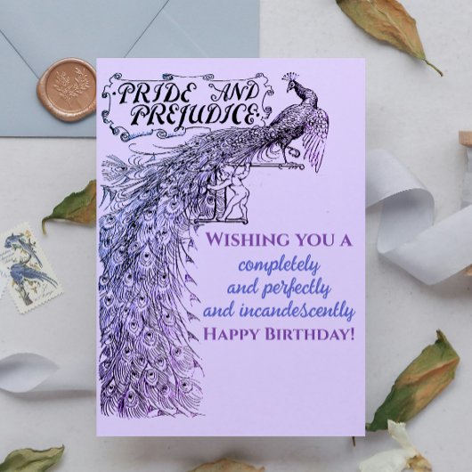 Lavender Pride und Prejudice Bird Happy Birthday Karte