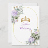 Lavender Princess Sage Green Floral Quiñceanera Einladung (Rückseite)