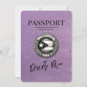 Lavender Puerto Rico Passport Wedding Einladung (Rückseite)