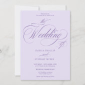 Lavender Purple all in one calligraphy wedding  Einladung (Vorderseite)