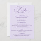 Lavender Purple all in one calligraphy wedding  Einladung (Rückseite)