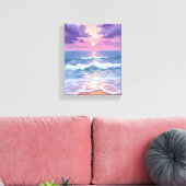 Lavender Purple Beach Sunset Watercolor Leinwanddruck (Insitu (Wohnzimmer))