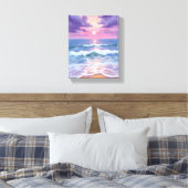 Lavender Purple Beach Sunset Watercolor Leinwanddruck (Insitu (Schlafzimmer))