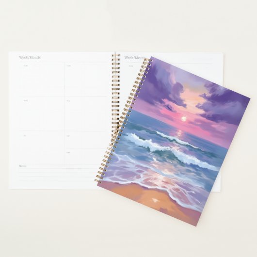 Lavender Purple Beach Sunset Watercolor Planer (Anzeige)