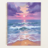 Lavender Purple Beach Sunset Watercolor Planer (Vorderseite)