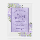 Lavender Purple Boho Chic Floral Wedding Welcome Acrylschild (Vorderseite)