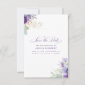 Lavender Purple Botanical Elegant Save the Date (Vorderseite)