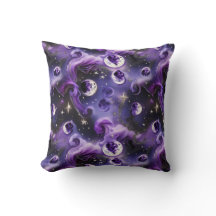 Lavender Purple Celestial Moon Phases Throw Pillow