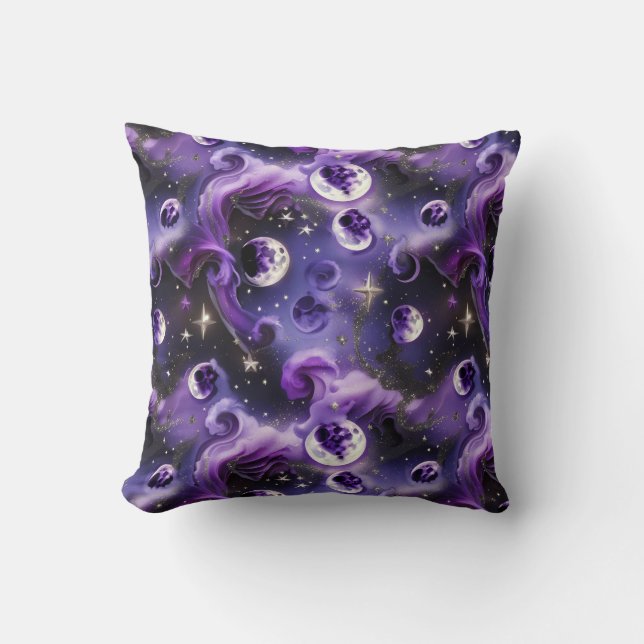 Lavender Purple Celestial Moon Phases Throw Pillow Kissen (Vorderseite)