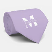 Lavender Purple Custom Monogram Wedding Groomsmen Krawatte (Gerollt)