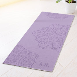 Lavender Purple Decorative Mandala With Initials Yogamatte