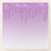 Lavender Purple Dripping Glitter Glasuntersetzer (Vorderseite)