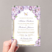 Lavender Purple Floral Gold Arch Butterfly Wedding Acryleinladungen (Insitu (Handheld))