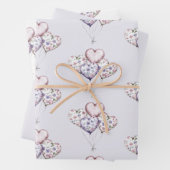 Lavender Purple Floral Heart Balloons Valentine Geschenkpapier Set (Beispiel)