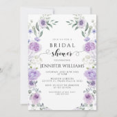 Lavender Purple Flower Boho Wreath Bridal Shower Einladung (Vorderseite)
