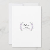 Lavender Purple Flower Boho Wreath Bridal Shower Einladung (Rückseite)