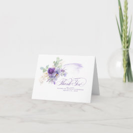Lavender Purple Flowers Botanical Elegant Wedding Dankeskarte