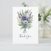 Lavender Purple Flowers Grüne Danke Karte (Stehend Vorderseite)